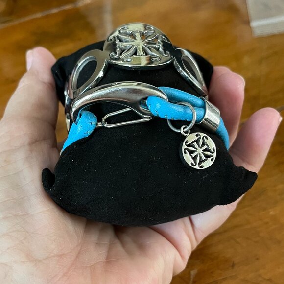 Rustic Cuff Set of Two Bracelets Leather and Stainless NWOT - Picture 3 of 4